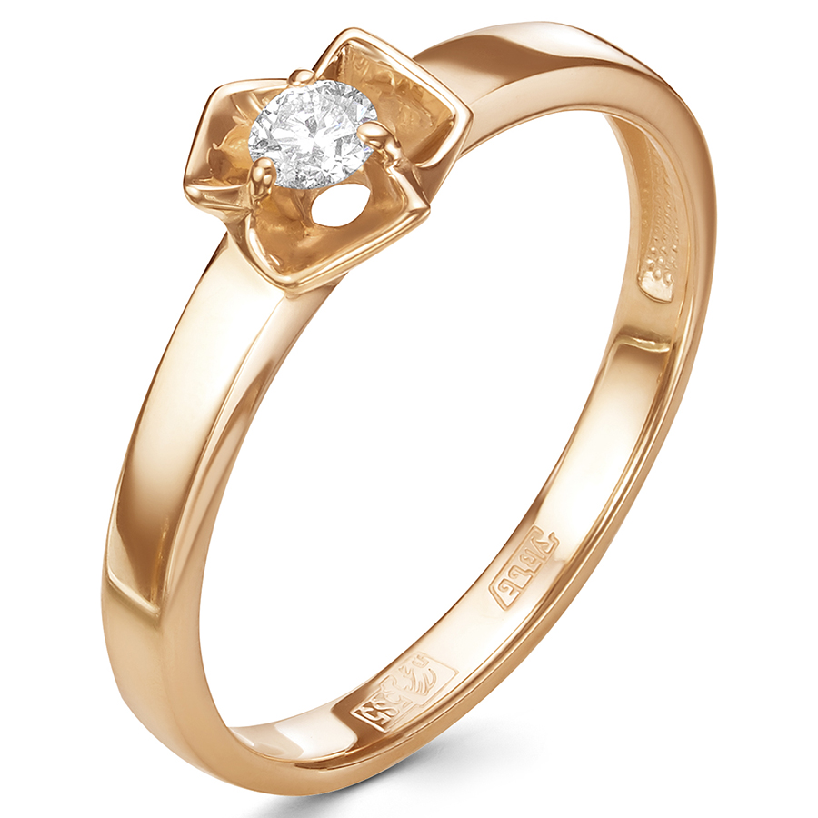 Кольцо, золото, бриллиант, красный, 01-3127